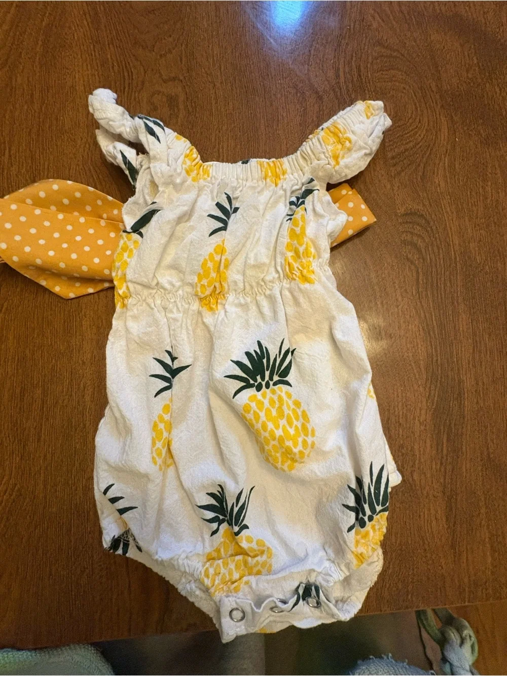 Pineapple Print Baby One-Piece Romper - White & Yellow